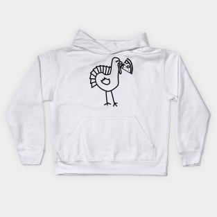 Thanksgiving Turkey with Pizza Slice Outline Kids Hoodie